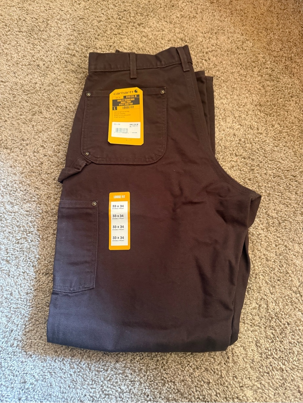 Carhartt Dark Brown Cargo Work Pants with Utility Pocket